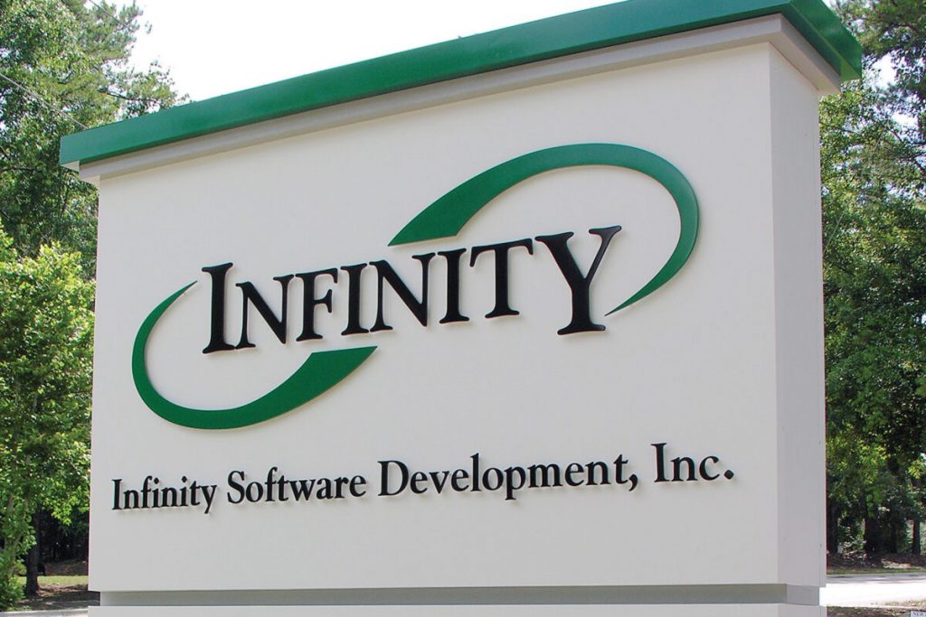 Outdoor metal Sign for Infinity made by Vital Sign Solutions