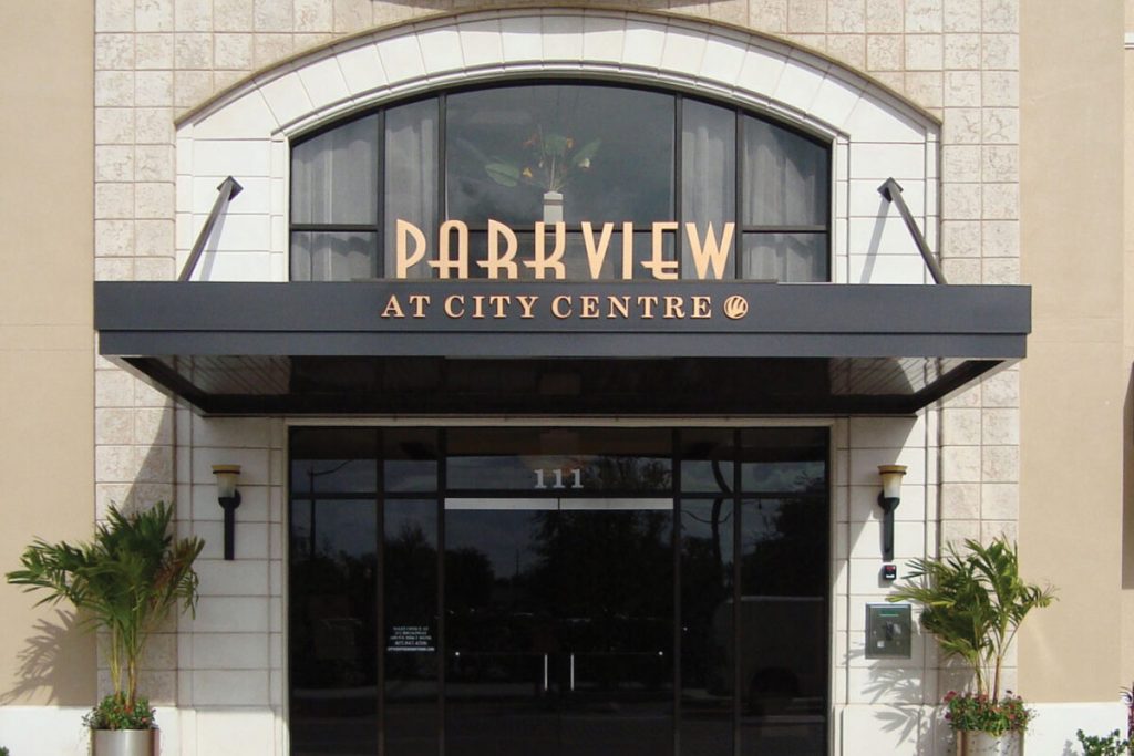 Storefront sign for Parkview designed by Vital Sign Solutions in Houston