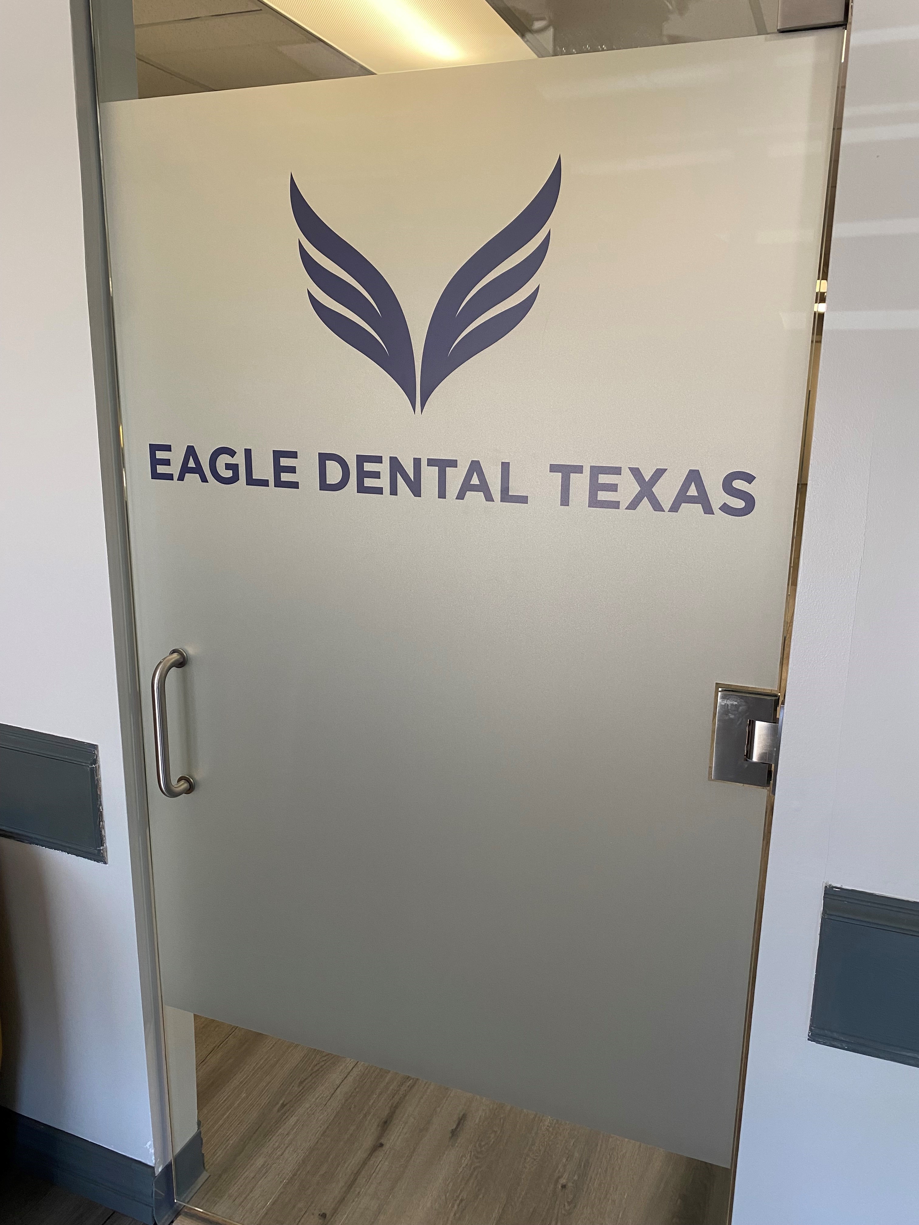 Eagle Dental amazing frosted glass door sign made by Vital Sign Solutions