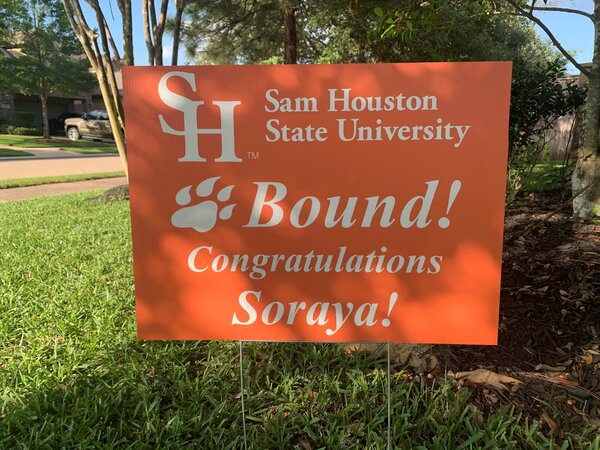 Sam Houston State University custom yard sign in Houston, TX